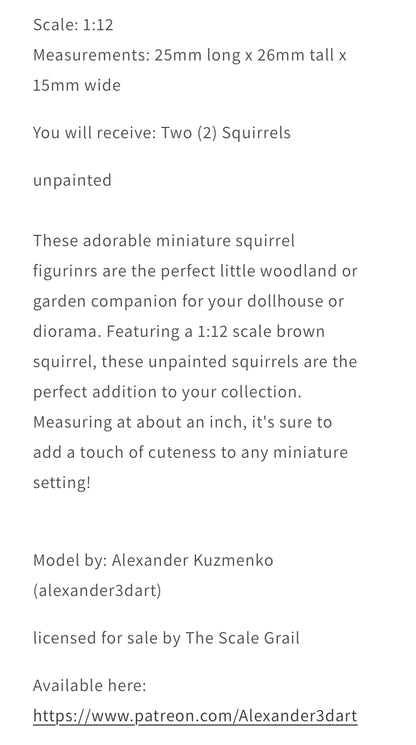 Squirrels - 1:12 Scale Miniatures (Alexander3dart)