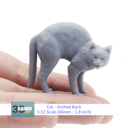 Cat with Arched Back - 1:12 Scale Miniature for dollhouse and diorama by Alexander Kuzmenko