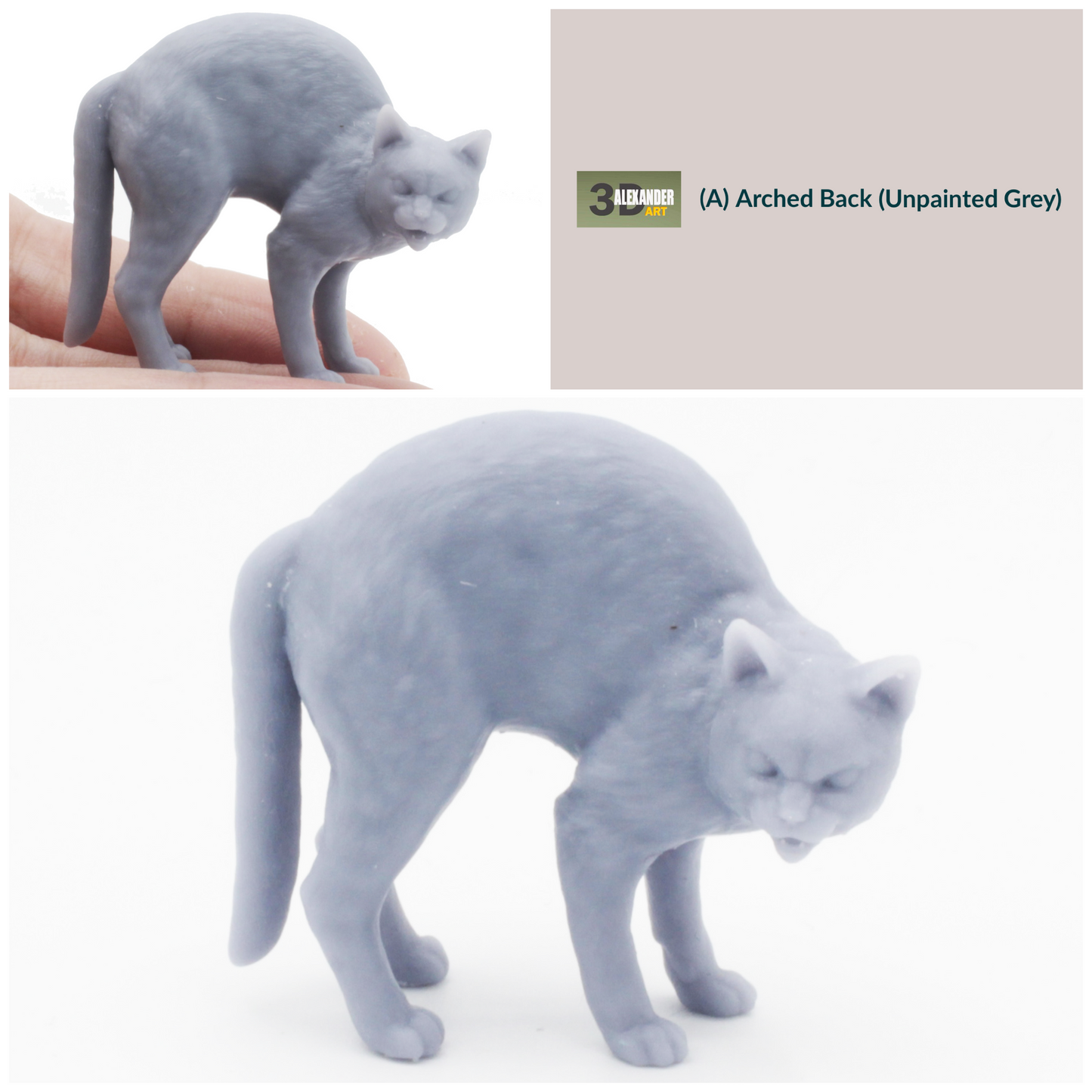 Cat with Arched Back - 1:12 Scale Miniature for dollhouse and diorama by Alexander Kuzmenko