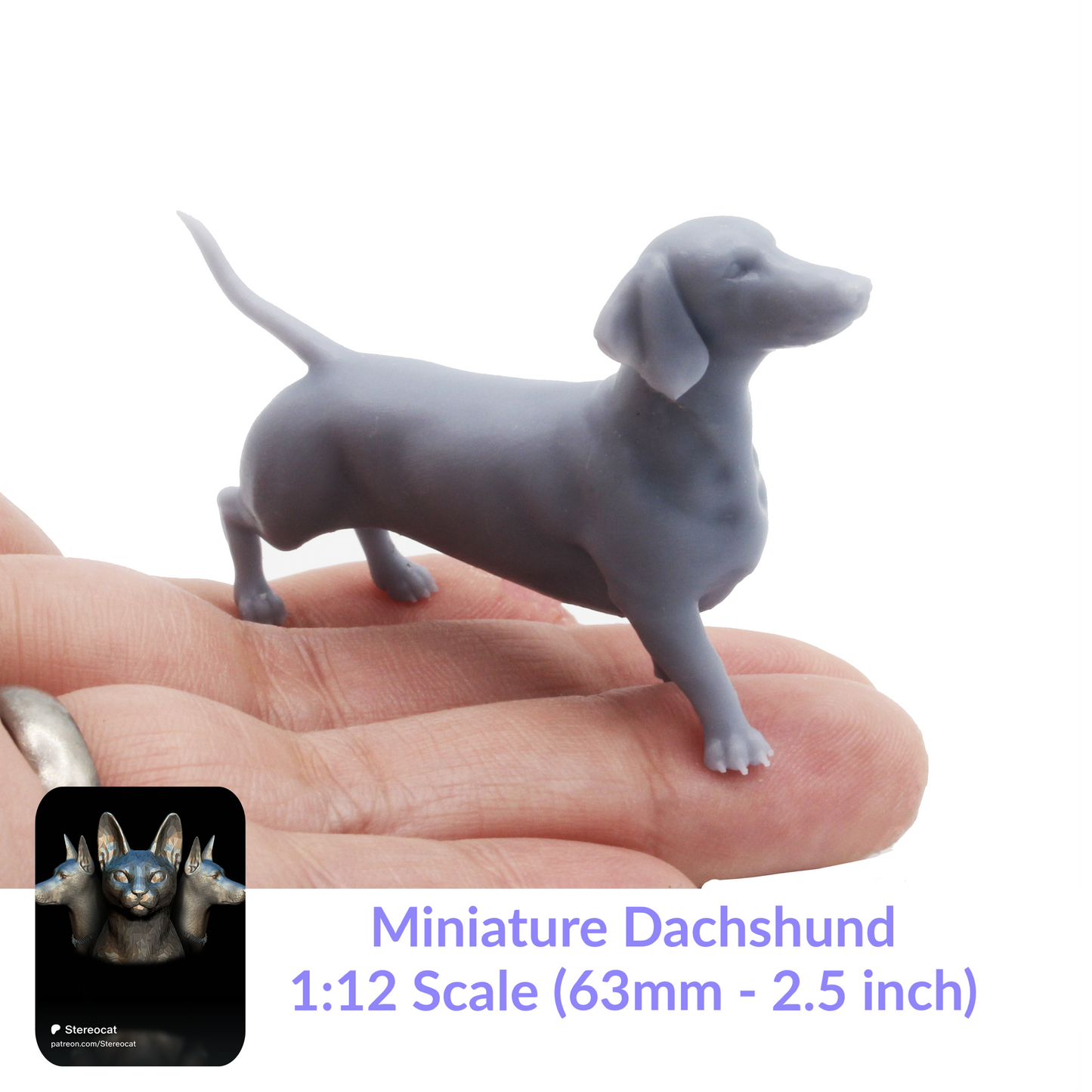 Dachshund - 1:12 Scale miniature dog for dollhouse, diorama by Stereocat (1 dog)