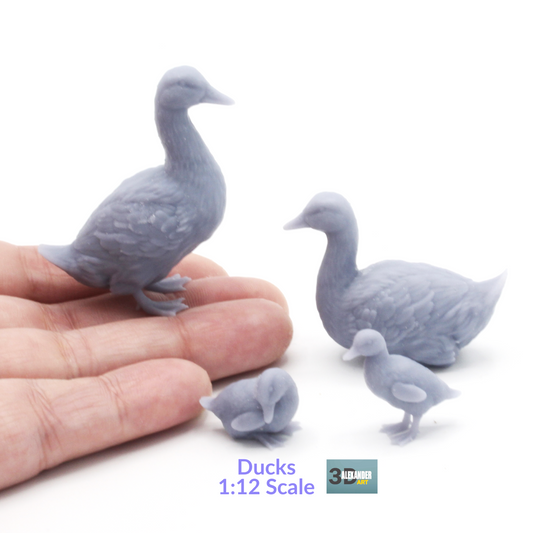 Ducks - 1:12 Scale bird miniature for dollhouse, diorama, art craft supplies animal model by Alexander Kuzmenko (1 figure)