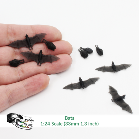 Miniature Bats - 1:24 Scale Bats for dollhouse diorama small animal art and craft supply (5 bats)