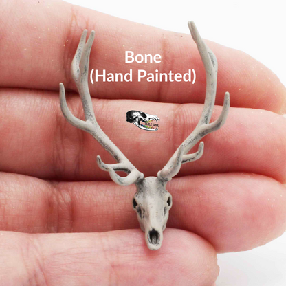 Red Deer Skull - 1:24 Scale Replica Miniature for Dollhouse, Diorama, Curiosities and Oddities (1 skull)