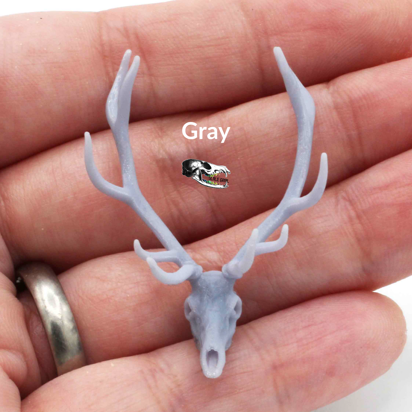 Red Deer Skull - 1:24 Scale Replica Miniature for Dollhouse, Diorama, Curiosities and Oddities (1 skull)