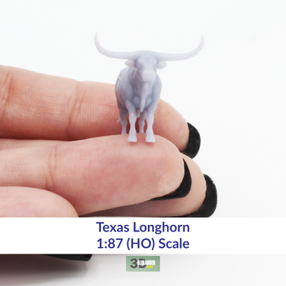 Texas Longhorn Miniature - 1:87 HO Scale steer for Dioramas, Dollhouse Mini Animal by Alexander Kuzmenko