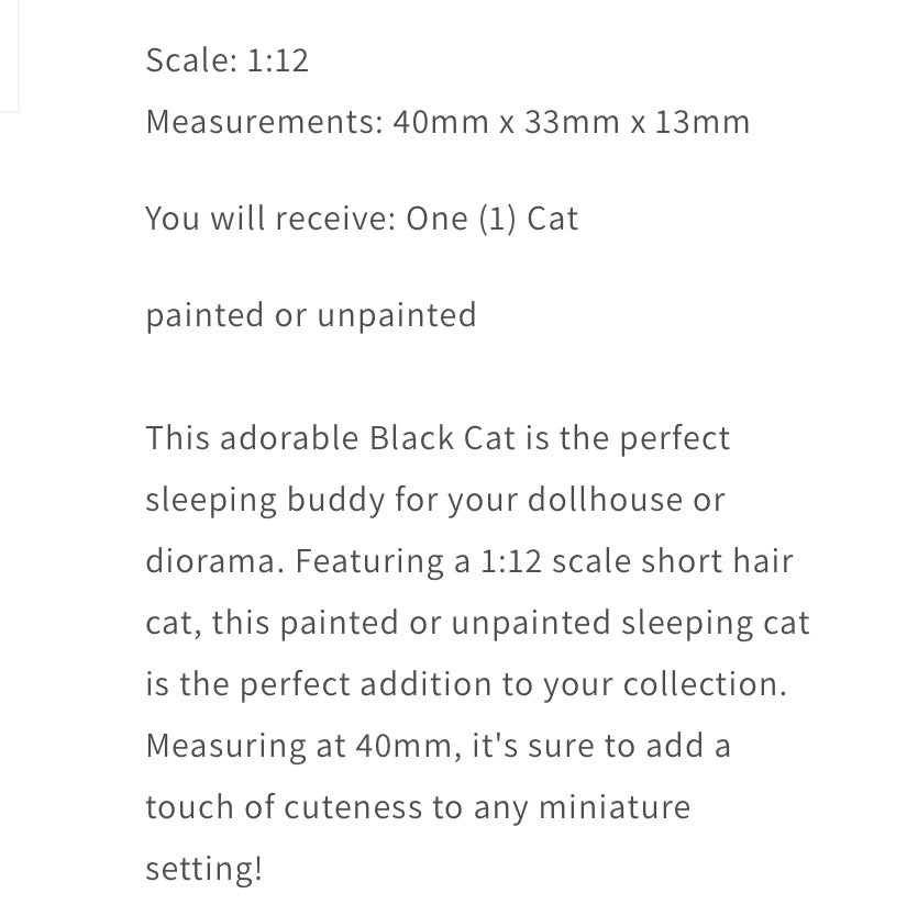 Black Cat - 1:12 Scale Sleeping Cat (Alexander3dart)