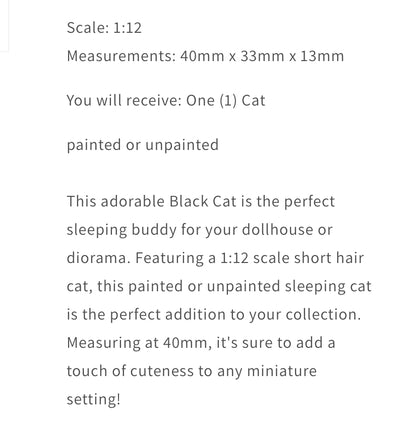 Black Cat - 1:12 Scale Sleeping Cat (Alexander3dart)