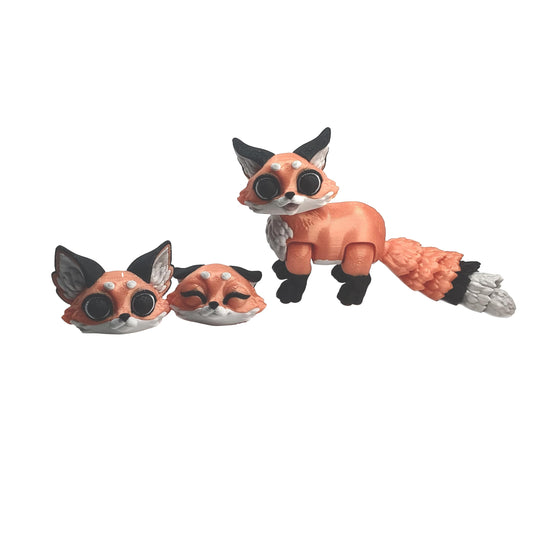 Fidget Fox toy 3D Printed Articulated Toy Stress Relief Desk Toy for Kids Adults, Happy Flexi Pets