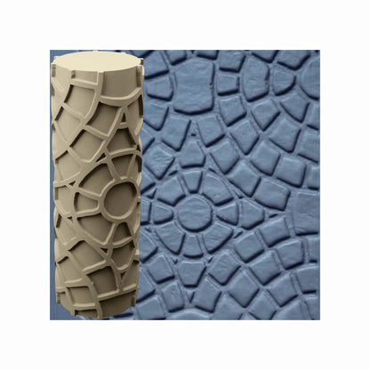 Cobblestone Texture Roller, 4 Inches Tall, Clay texture roller Seamless Design art craft diorama STL Loot Factory