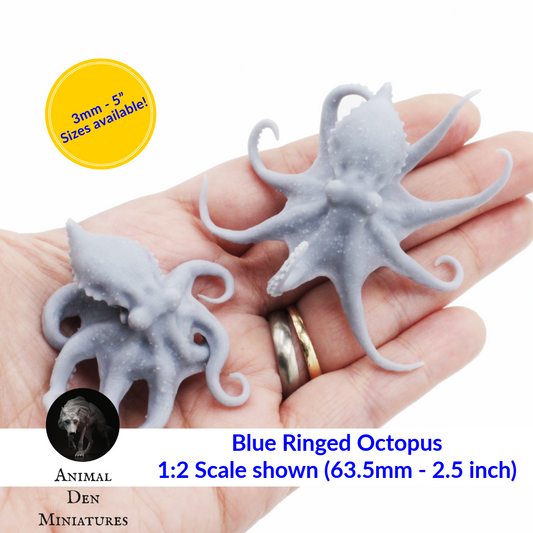 Blue Ringed Octopus - 1:1 Scale miniature ocean figurine by Animal Den Miniatures