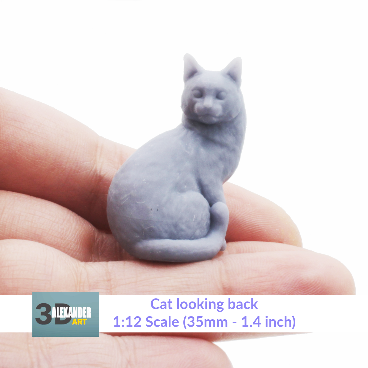 Cat Looking Back - 1:12 Scale Miniature for dollhouse and diorama by Alexander Kuzmenko (1 figurine)