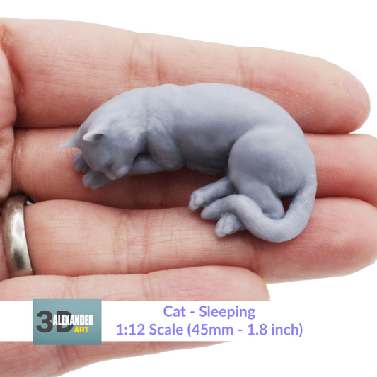 Cat Sleeping variant - 1:12 Scale Miniature for dollhouse and diorama by Alexander Kuzmenko (1 figurine)