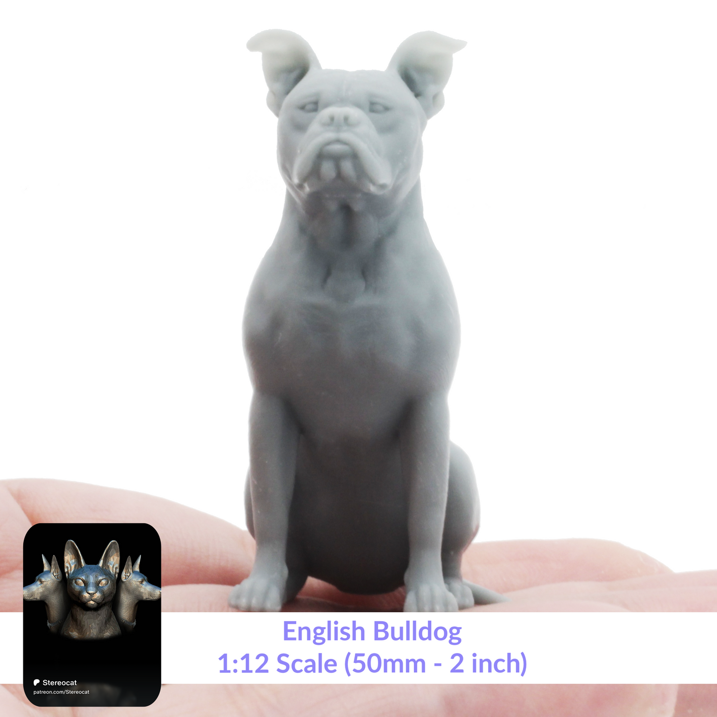 English Bulldog - 1:12 Scale miniature dog for dollhouse, diorama by Stereocat (1 dog)