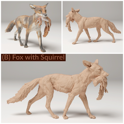 Red Fox - 1:24 Scale miniature for dollhouse, diorama, art craft supplies, realistic animal figurines by Animal Den Miniatures