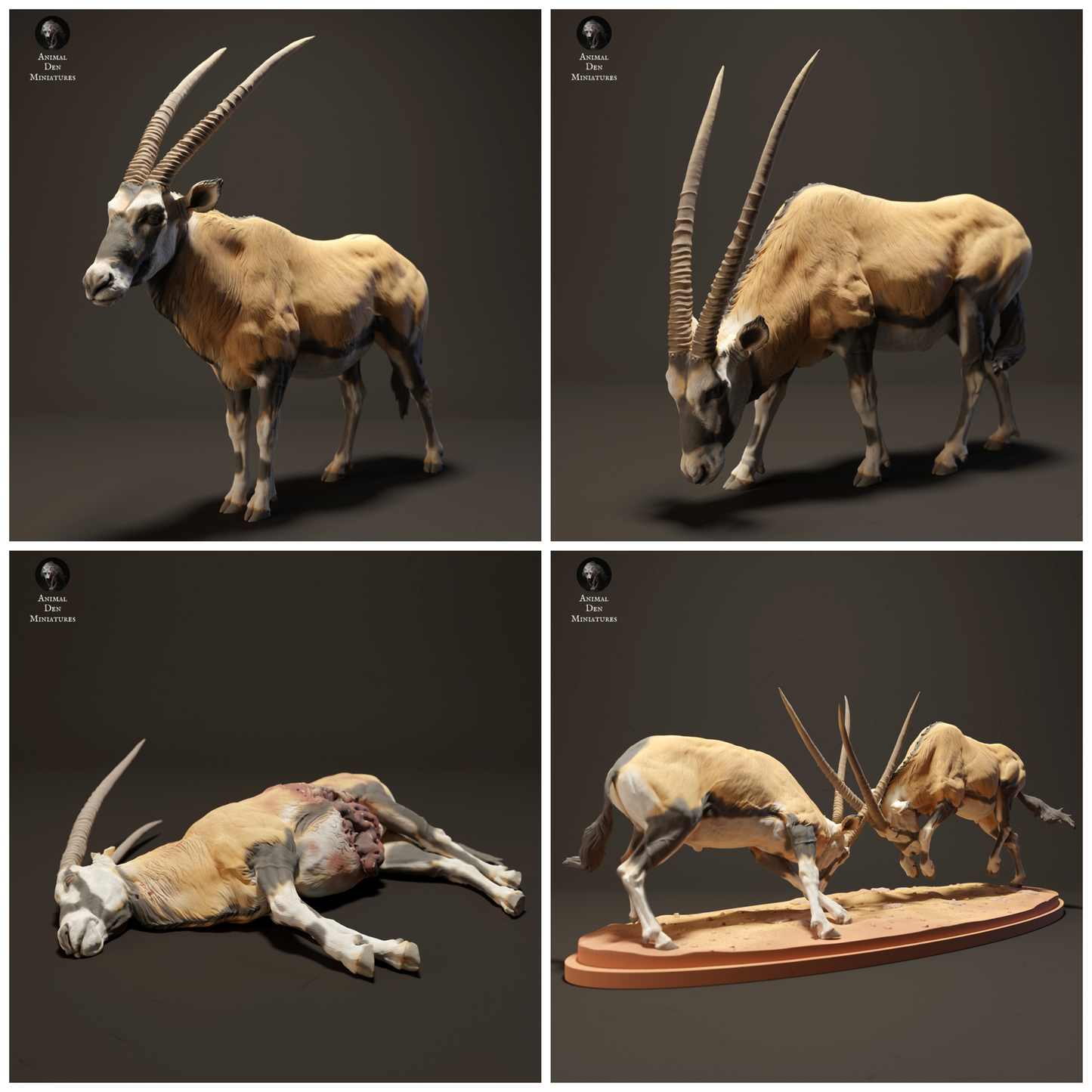 Gemsbok Figurines - 1:48 scale dollhouse and diorama animal art craft supplies by Animal Den Miniatures (1 figure)