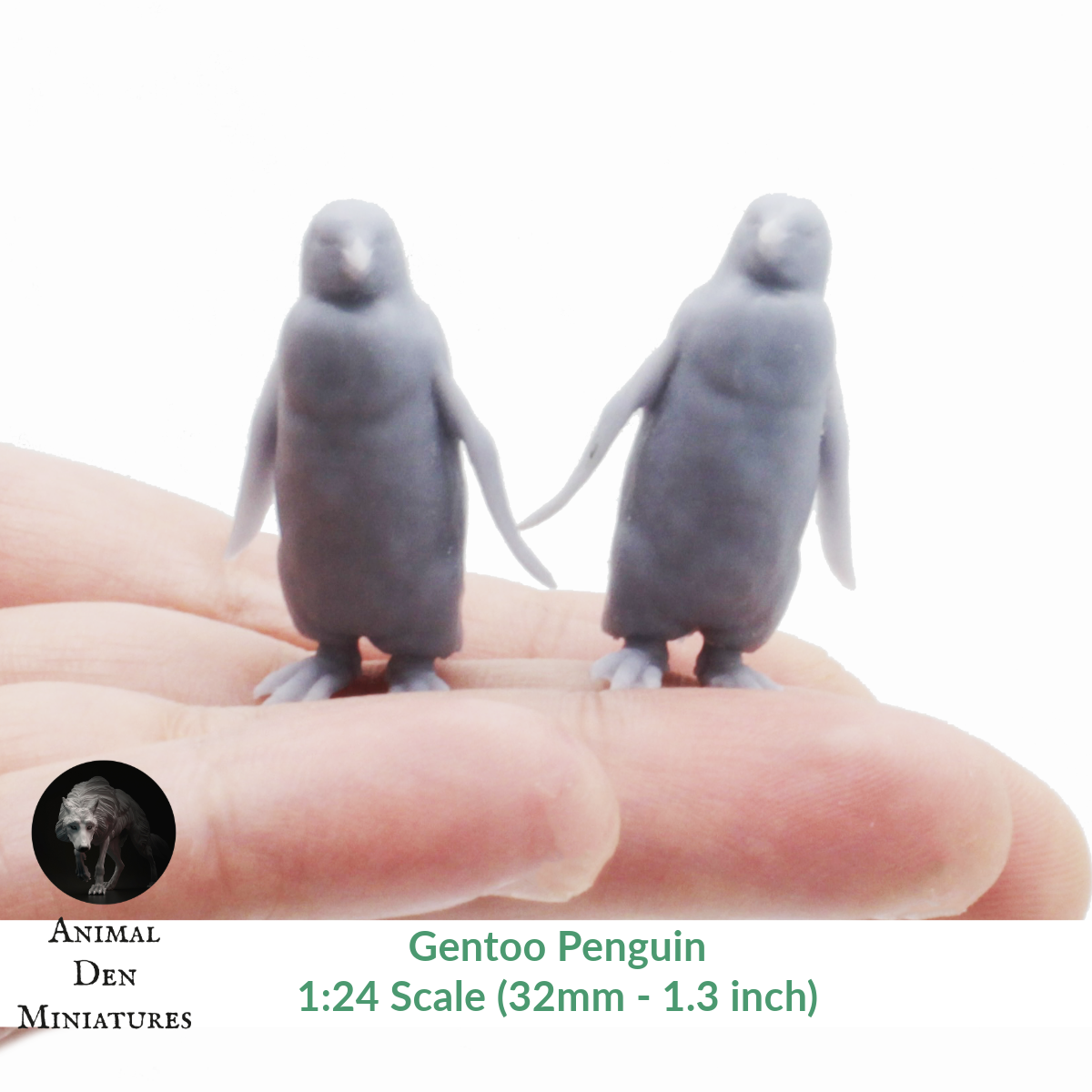 Gentoo Penguin - 1:24 Scale miniature bird for arctic diorama by Animal Den Miniatures (2 birds)