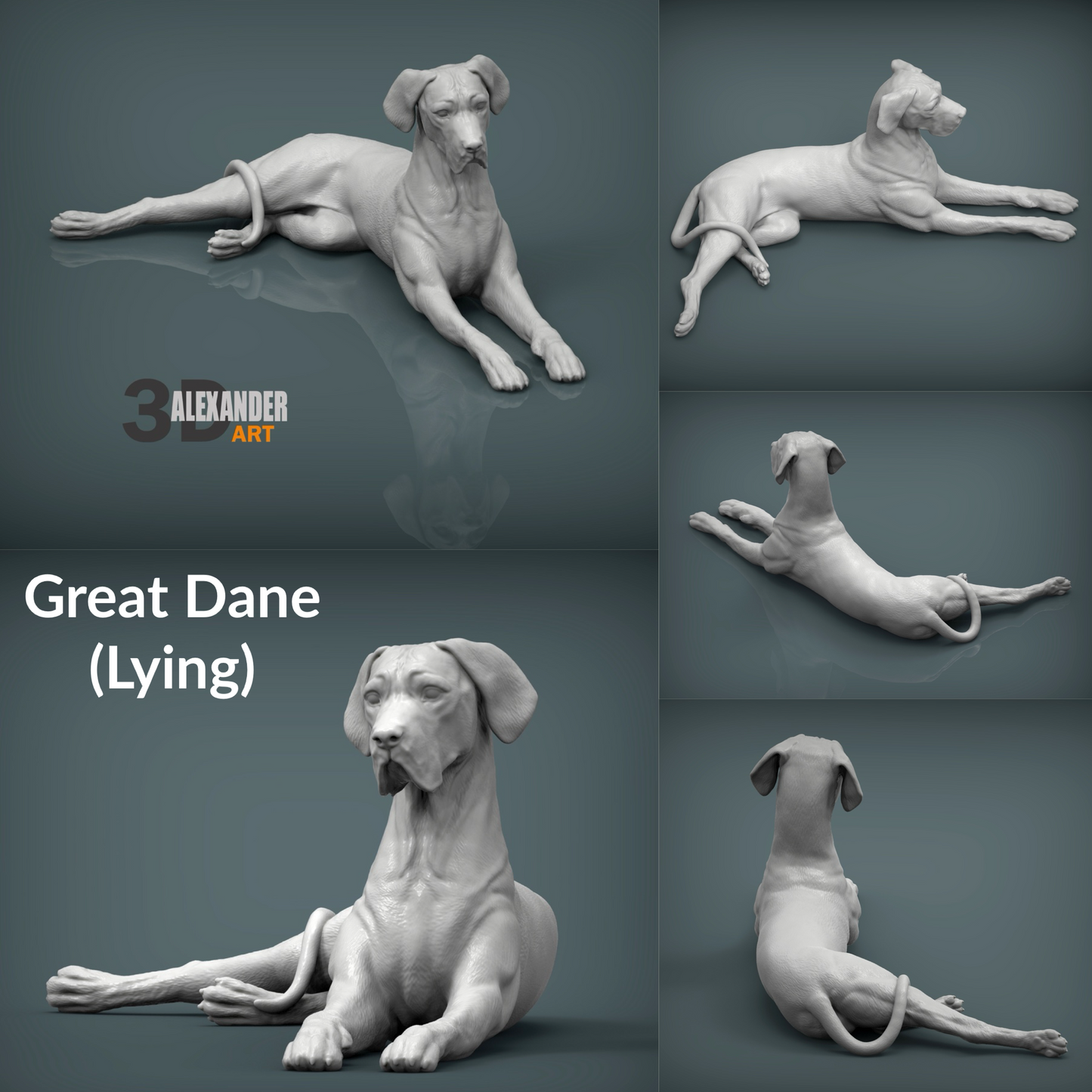 Great Dane - Miniature for dollhouse, diorama, art craft supplies animal model by Alexander Kuzmenko