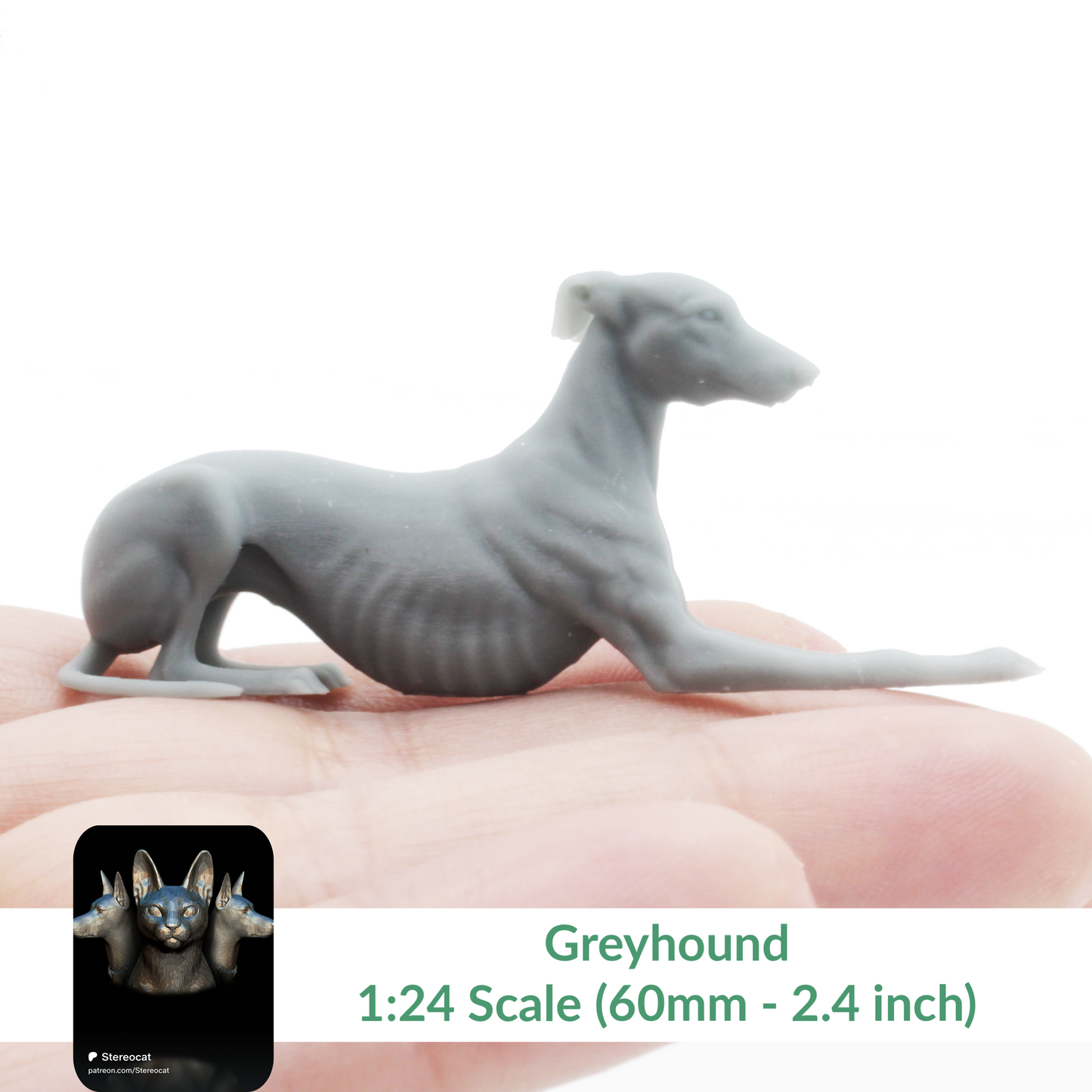 Greyhound - 1:24 Scale miniature dog for dollhouse, diorama by Stereocat (1 dog)