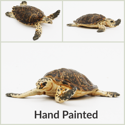 Hawksbill Sea Turtle - 1:24 scale miniature sea animal for tropical diorama, dollhouse, small hand painted mini AnimalDenMiniatures (1 figurine)