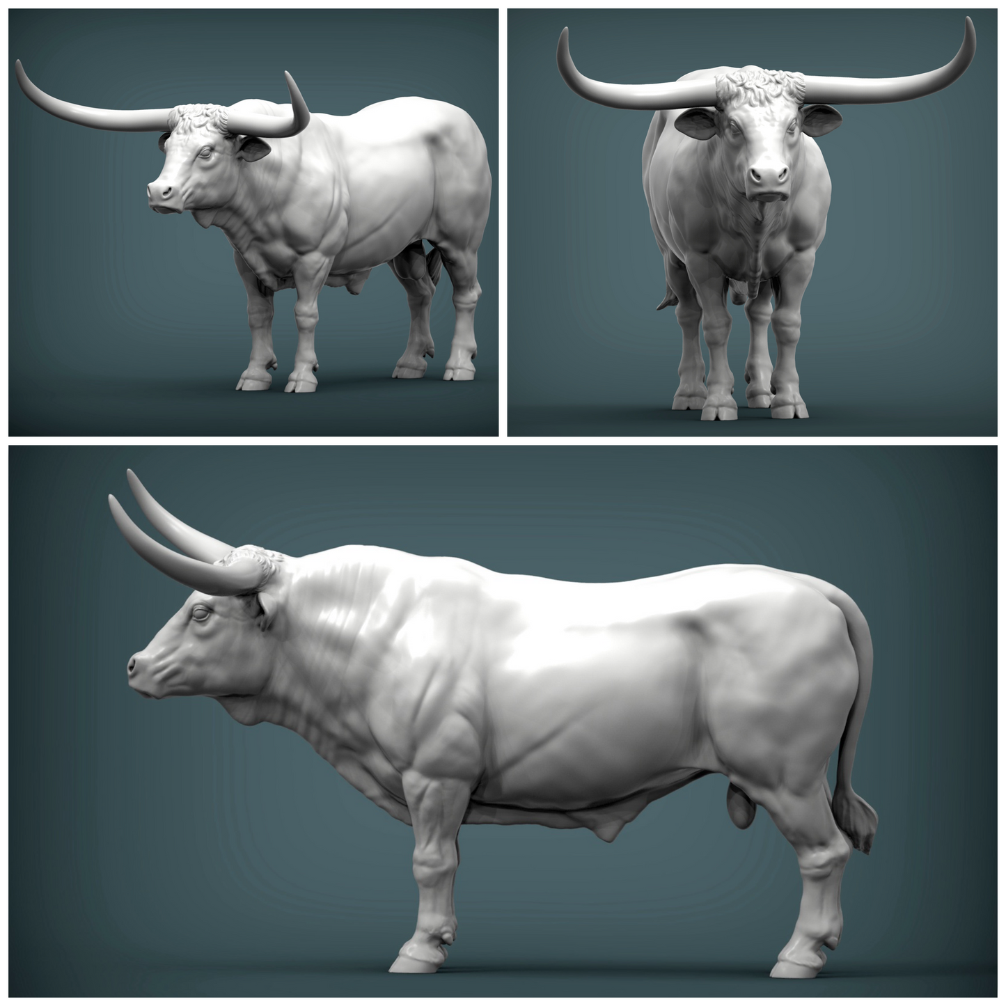 Texas Longhorn Miniature - 1:87 HO Scale steer for Dioramas, Dollhouse Mini Animal by Alexander Kuzmenko