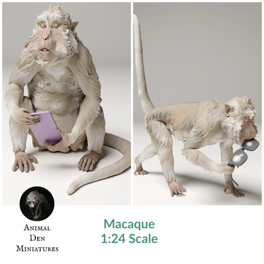 Macaque - 1:24 Scale miniature for dollhouse, diorama, art craft supplies, realistic animal figurines by Animal Den Miniatures