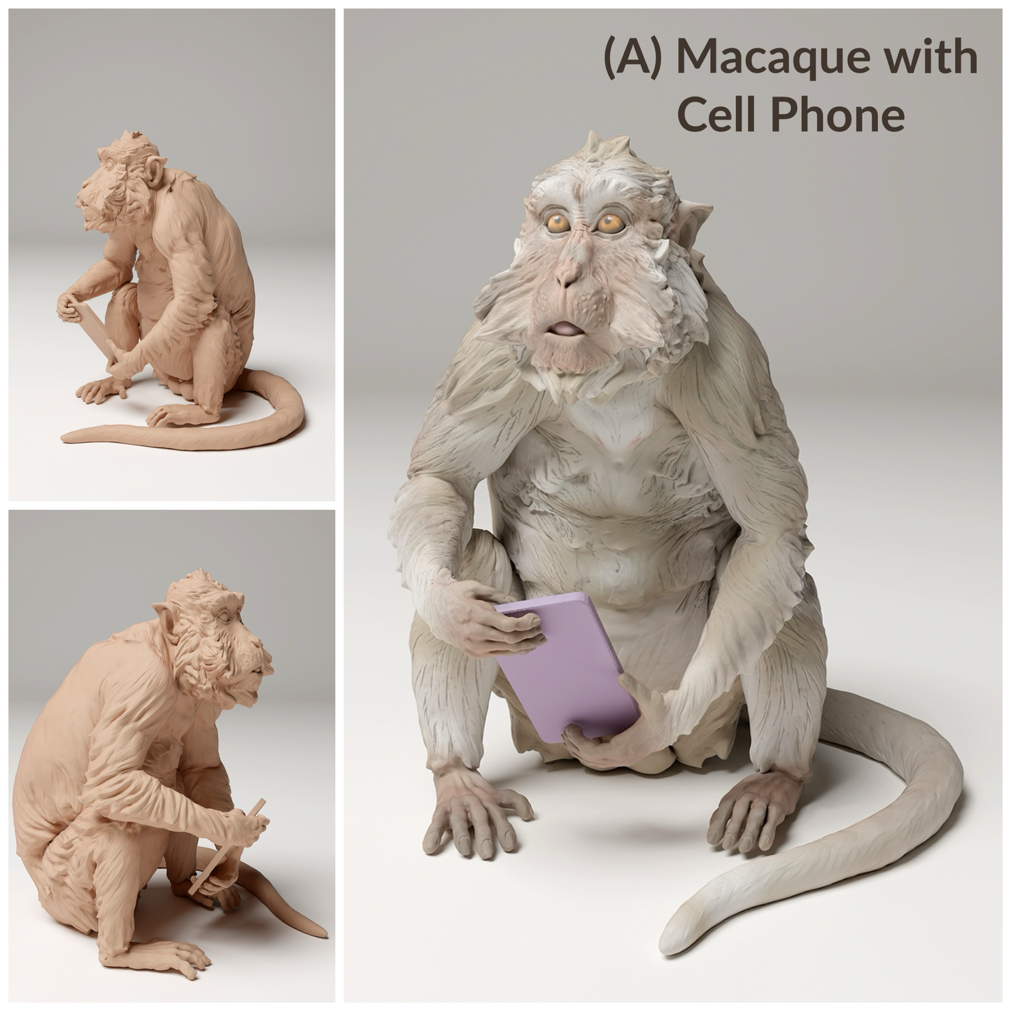 Macaque - 1:24 Scale miniature for dollhouse, diorama, art craft supplies, realistic animal figurines by Animal Den Miniatures