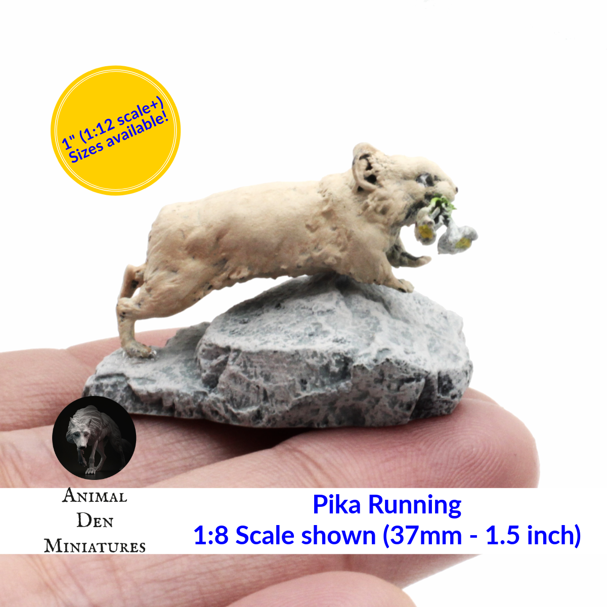 Pika Running - 1:8 Scale Choose a Size miniature figurine by Animal Den Miniatures