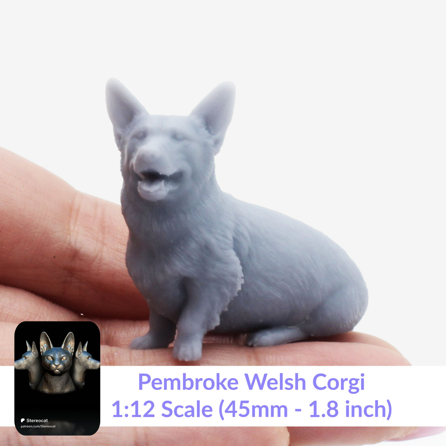 Pembroke Welsh Corgi - 1:12 Scale miniature dog for dollhouse, diorama by Stereocat (1 dog)