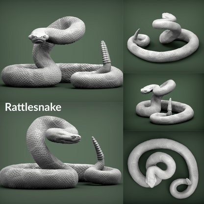 Miniature Rattlesnake - 1:24 Scale Snake for Dioramas, Dollhouse Mini Animal by Alexander Kuzmenko