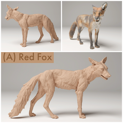 Red Fox - 1:24 Scale miniature for dollhouse, diorama, art craft supplies, realistic animal figurines by Animal Den Miniatures