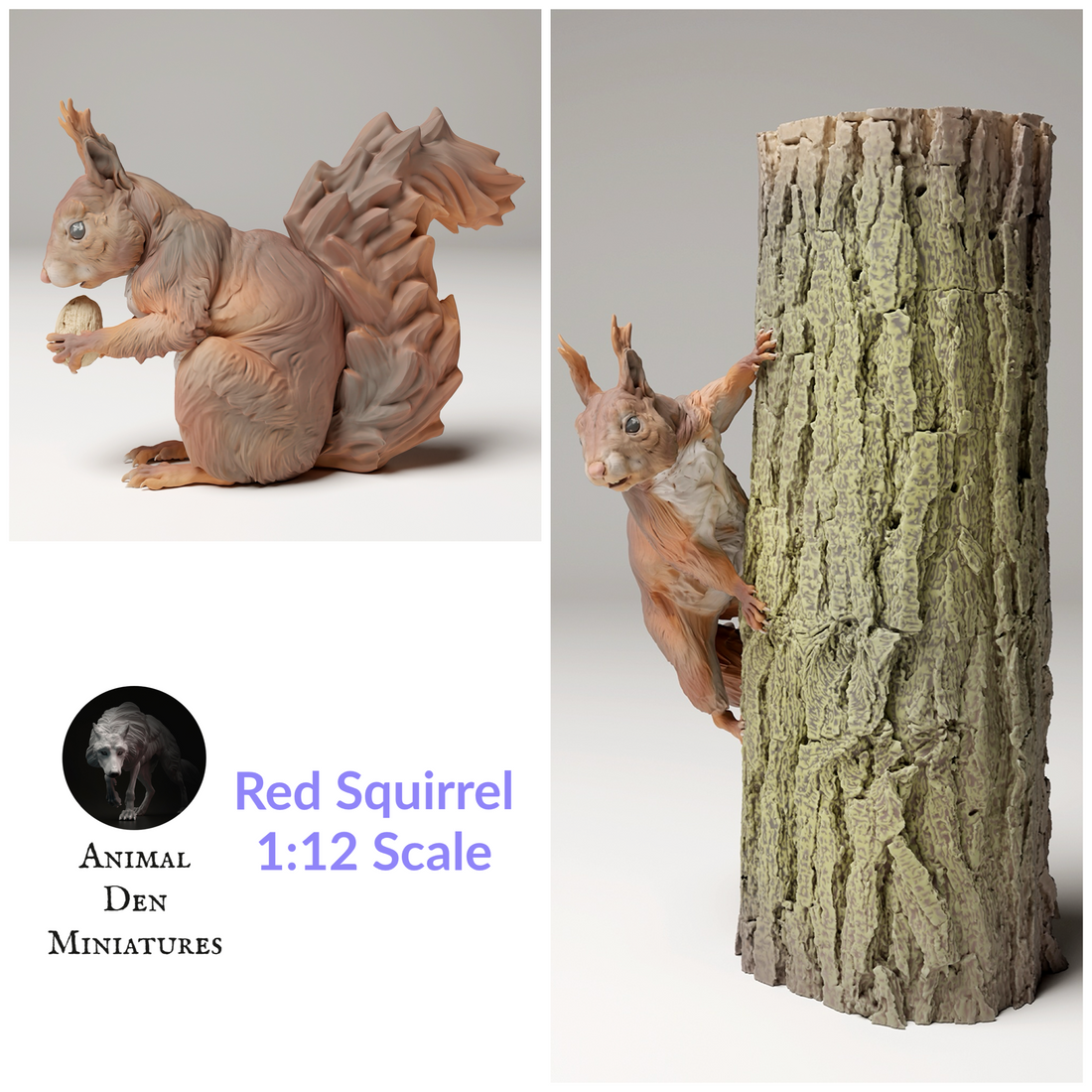 Squirrel Scale Red Squirrel - 1:12 Scale miniature for dollhouse, diorama, art craft ...