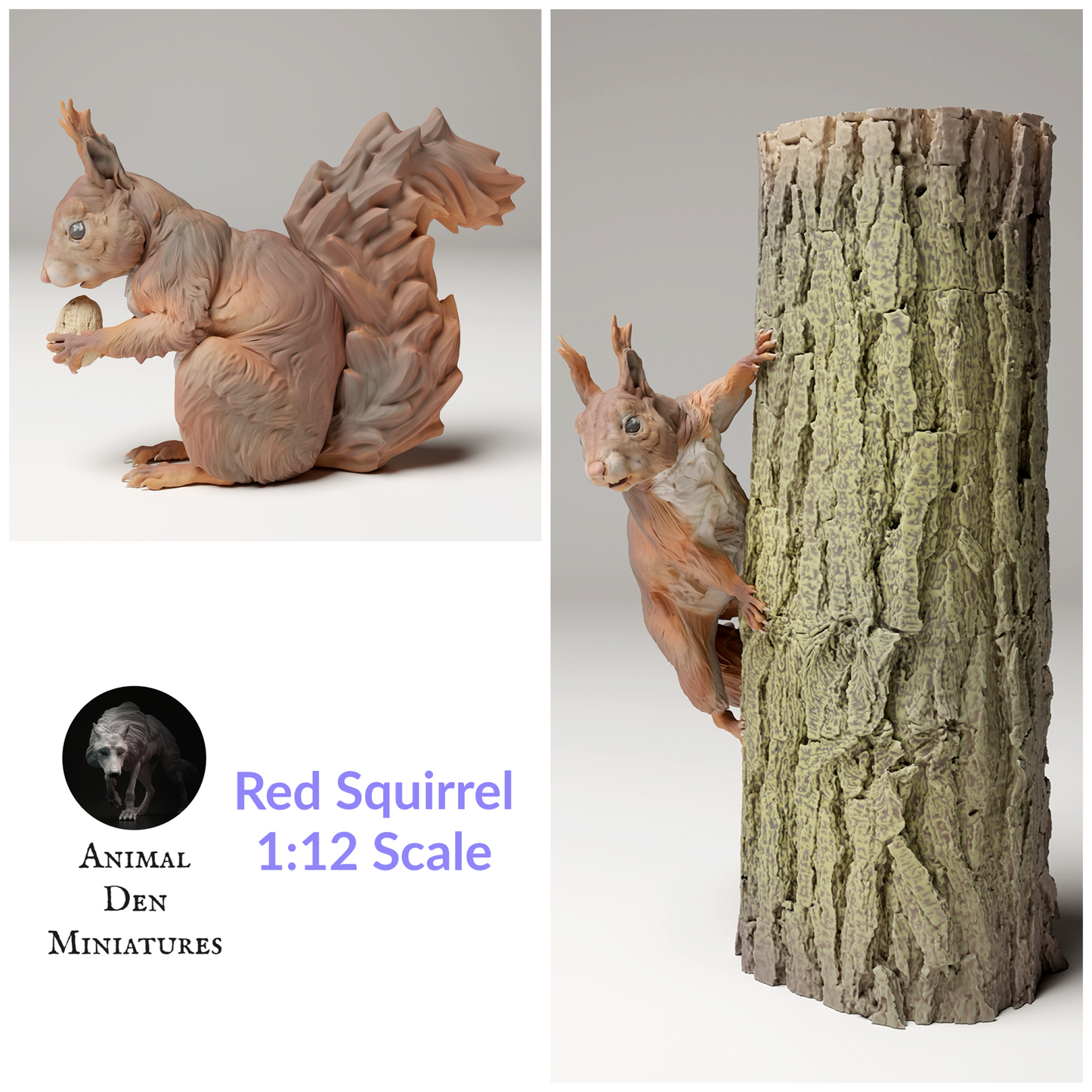 Red Squirrel - 1:12 Scale miniature for dollhouse, diorama, art craft supplies, realistic animal figurines by Animal Den Miniatures