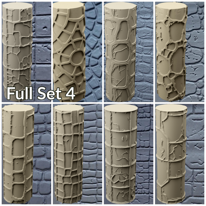 Cobblestone Texture Roller, 4 Inches Tall, Clay texture roller Seamless Design art craft diorama STL Loot Factory (Set 4)