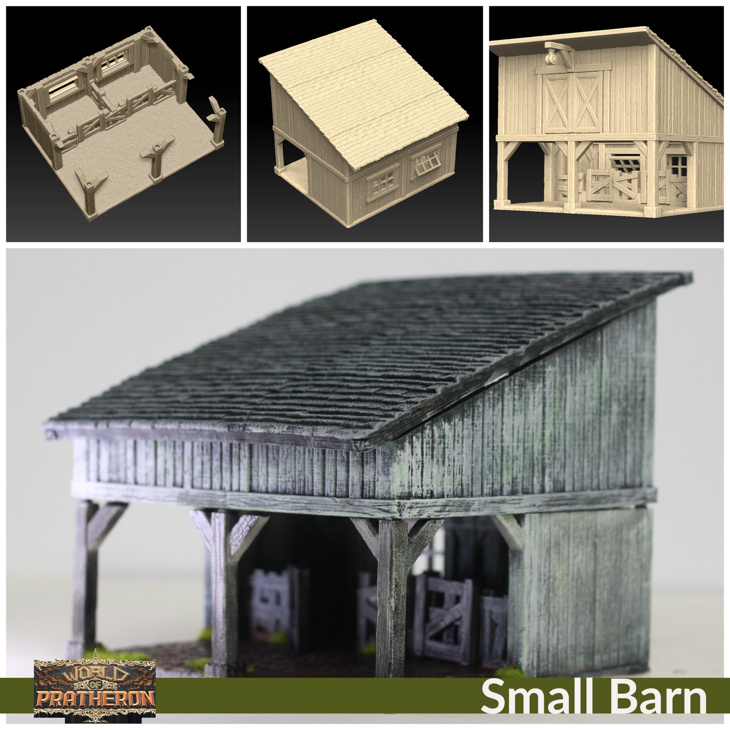 Small Barn - 1:48 scale 32mm 28mm and HO 1:87 sized farm building by World of Pratheron