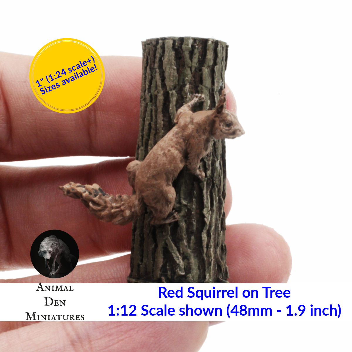 Red Squirrel in Tree - 1:12 Scale Choose a Size miniature figurine by Animal Den Miniatures