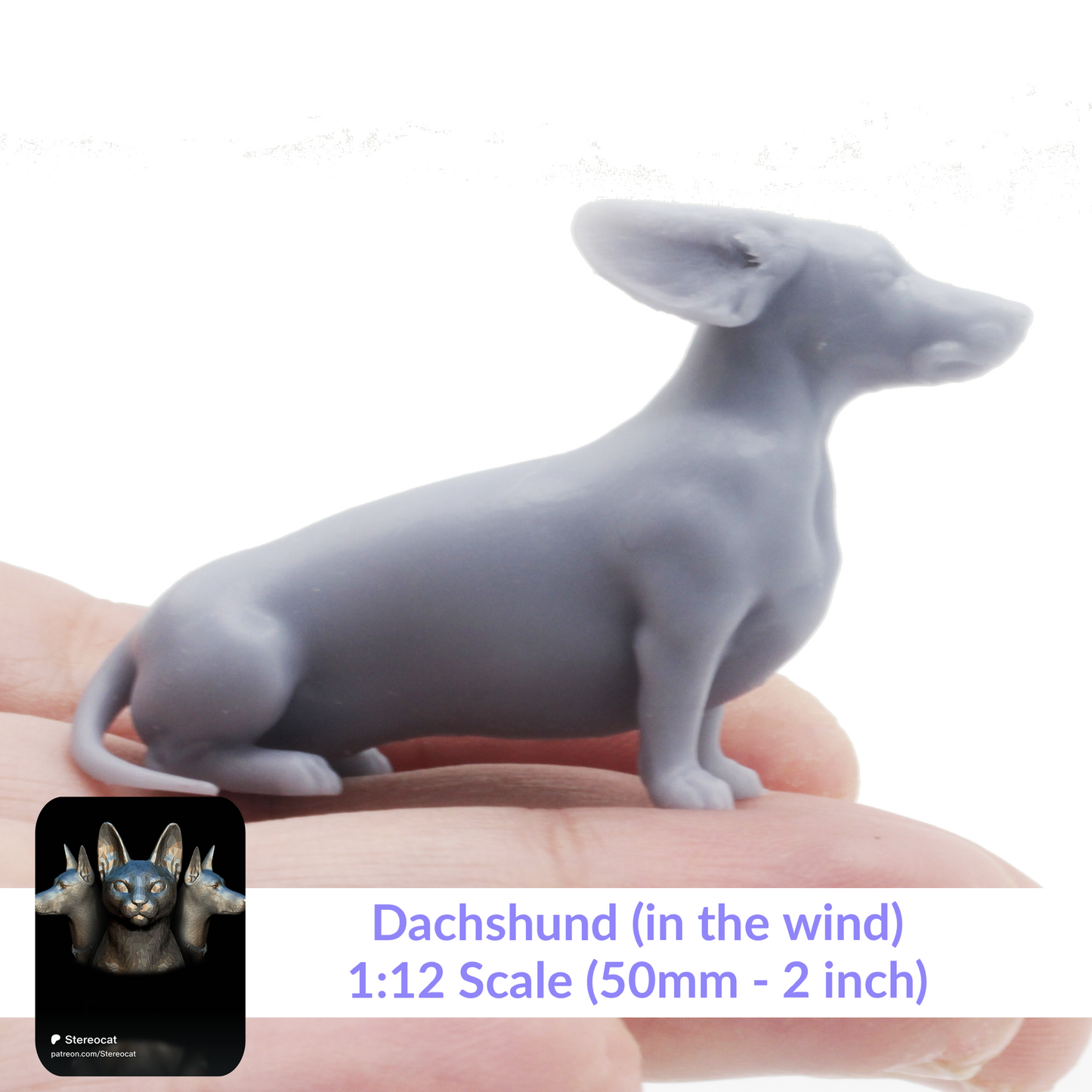 Dachshund In The Wind- 1:12 Scale miniature dog for dollhouse, diorama by Stereocat (1 dog)