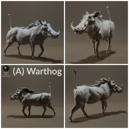 Warthog - Miniature 1:24 Scale Animal Figurine for Dollhouse and Diorama by Animal Den Miniatures