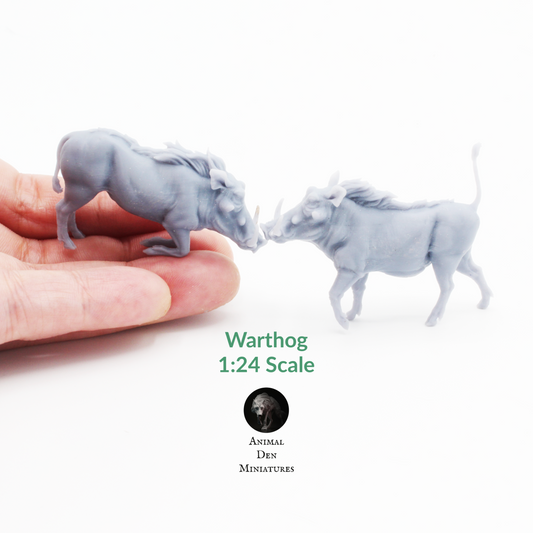 Warthog - Miniature 1:24 Scale Animal Figurine for Dollhouse and Diorama by Animal Den Miniatures