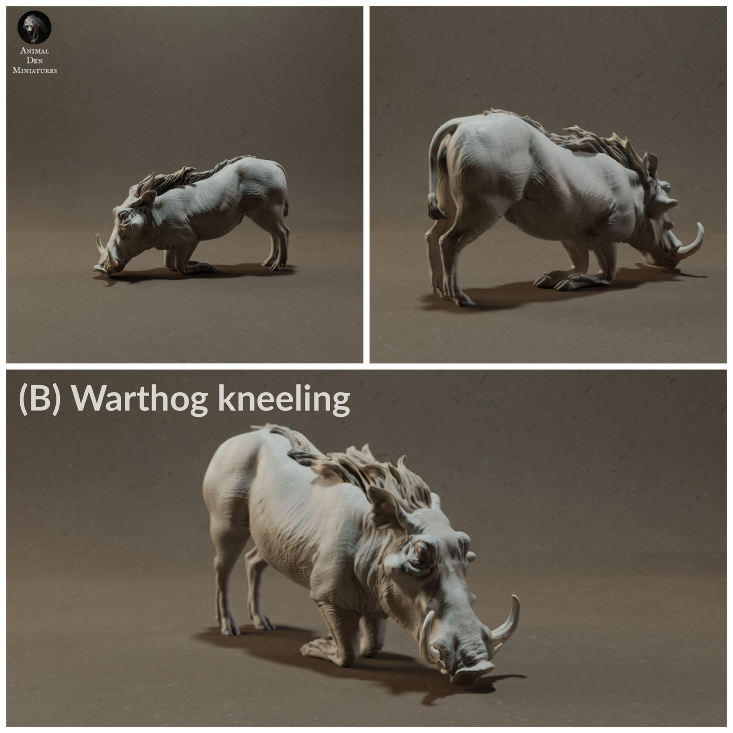 Warthog - Miniature 1:24 Scale Animal Figurine for Dollhouse and Diorama by Animal Den Miniatures