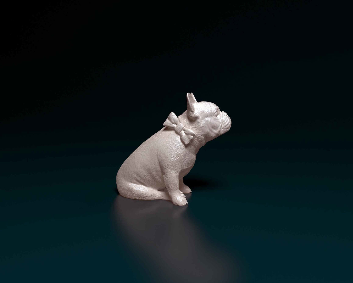 French Bulldog w/ Bow - 1:12 Scale miniature dog for dollhouse, diorama by Stereocat (1 dog)