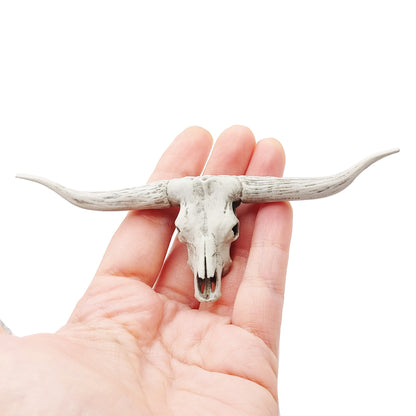 Texas Longhorn Steer Skull Replica 1:12 Scale miniature dollhouse and diorama decoration, custom doll costume art and craft supply (1 skull)