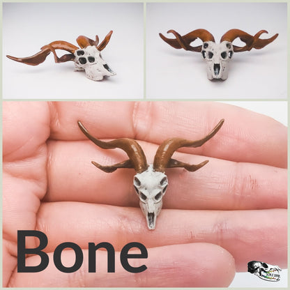 Demon Goat Skull - 1:24 scale miniature cranium size for occult diorama, dollhouse, arts and crafts, horror curiosities oddities (1 skull)