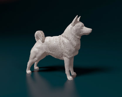 Norwegian Elkhound - 1:24 Scale miniature dog for dollhouse, diorama by Stereocat (1 dog)