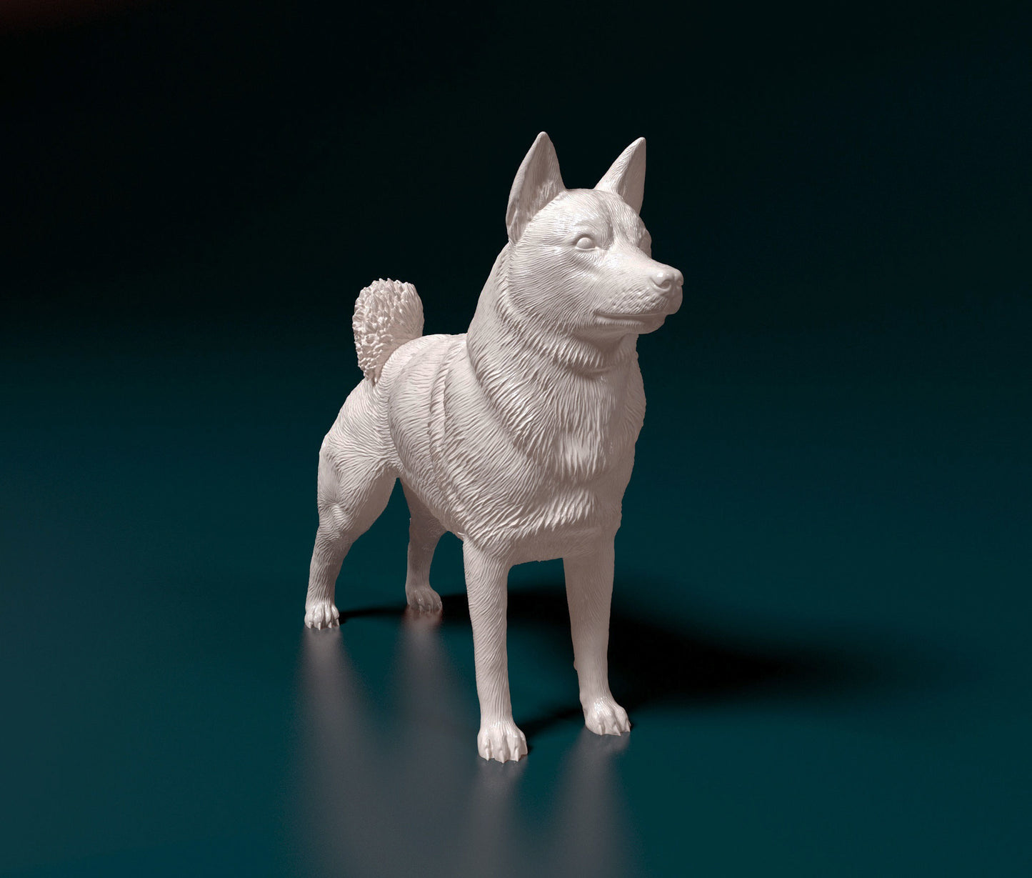 Norwegian Elkhound - 1:24 Scale miniature dog for dollhouse, diorama by Stereocat (1 dog)