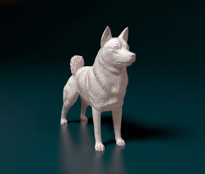 Norwegian Elkhound - 1:24 Scale miniature dog for dollhouse, diorama by Stereocat (1 dog)