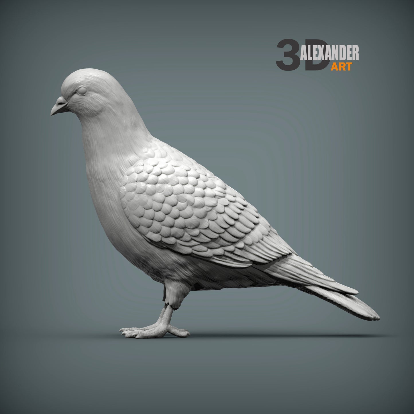 Pigeon - 1:12 Scale miniature bird figurine by Alexander Kuzmenko (2 pieces)