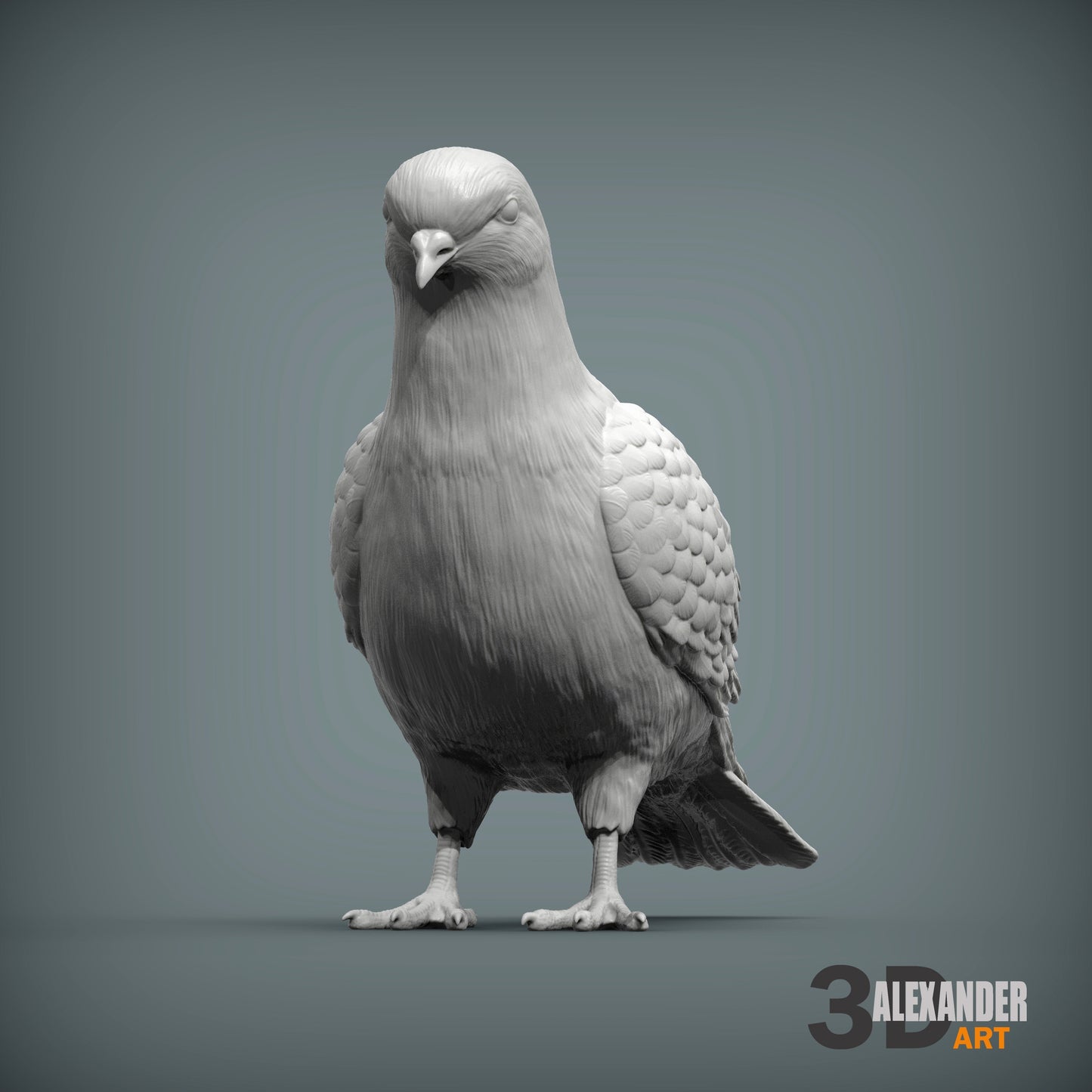 Pigeon - 1:12 Scale miniature bird figurine by Alexander Kuzmenko (2 pieces)