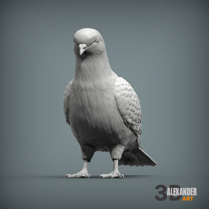 Pigeon - 1:12 Scale miniature bird figurine by Alexander Kuzmenko (2 pieces)