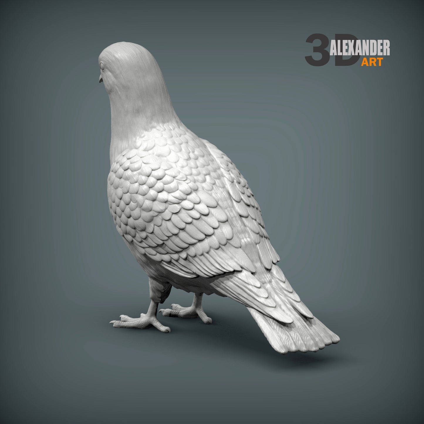 Pigeon - 1:12 Scale miniature bird figurine by Alexander Kuzmenko (2 pieces)