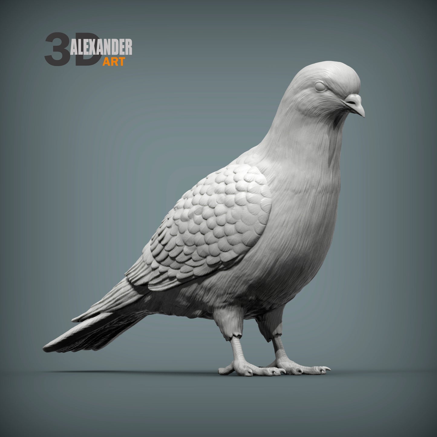 Pigeon - 1:12 Scale miniature bird figurine by Alexander Kuzmenko (2 pieces)